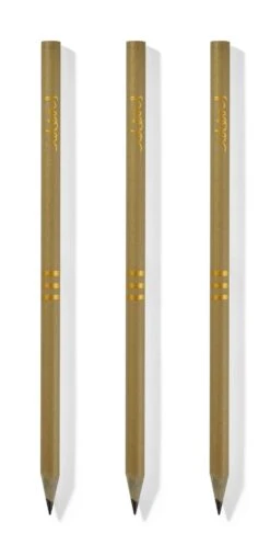 Recycled Gold Pencils In Green Ideas Sleeve -Household Decoration Shop 026 3 Pencils Ideas GREEN Pack Gold Pencils