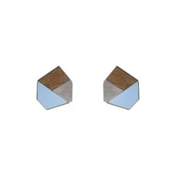 Gwen Blue, Wood And Steel Earrings