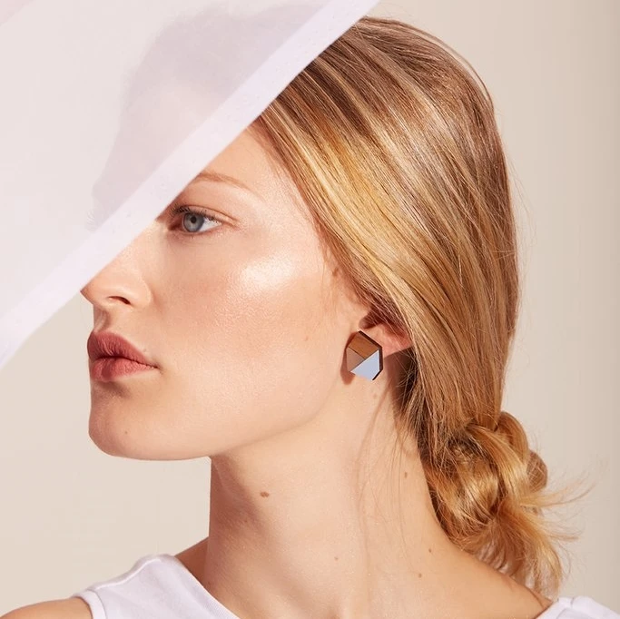 Gwen Rose Pink, Wood And Brass Earrings 2 Gwen Rose Pink, Wood And Brass Earrings - Image 2