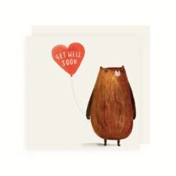 Get Well Soon Bear Balloon Card