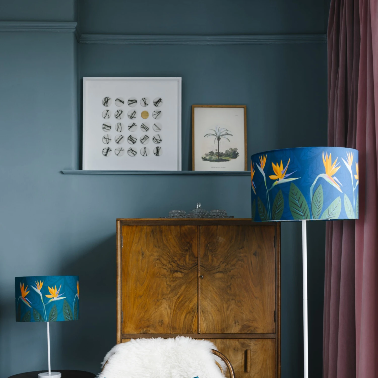 Bird Of Paradise Flower Teal Lampshade -30cm Diameter 2 Bird Of Paradise Flower Teal Lampshade -30cm Diameter - Image 2