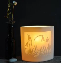 Snowdrops Ellipse Porcelain Lamp
