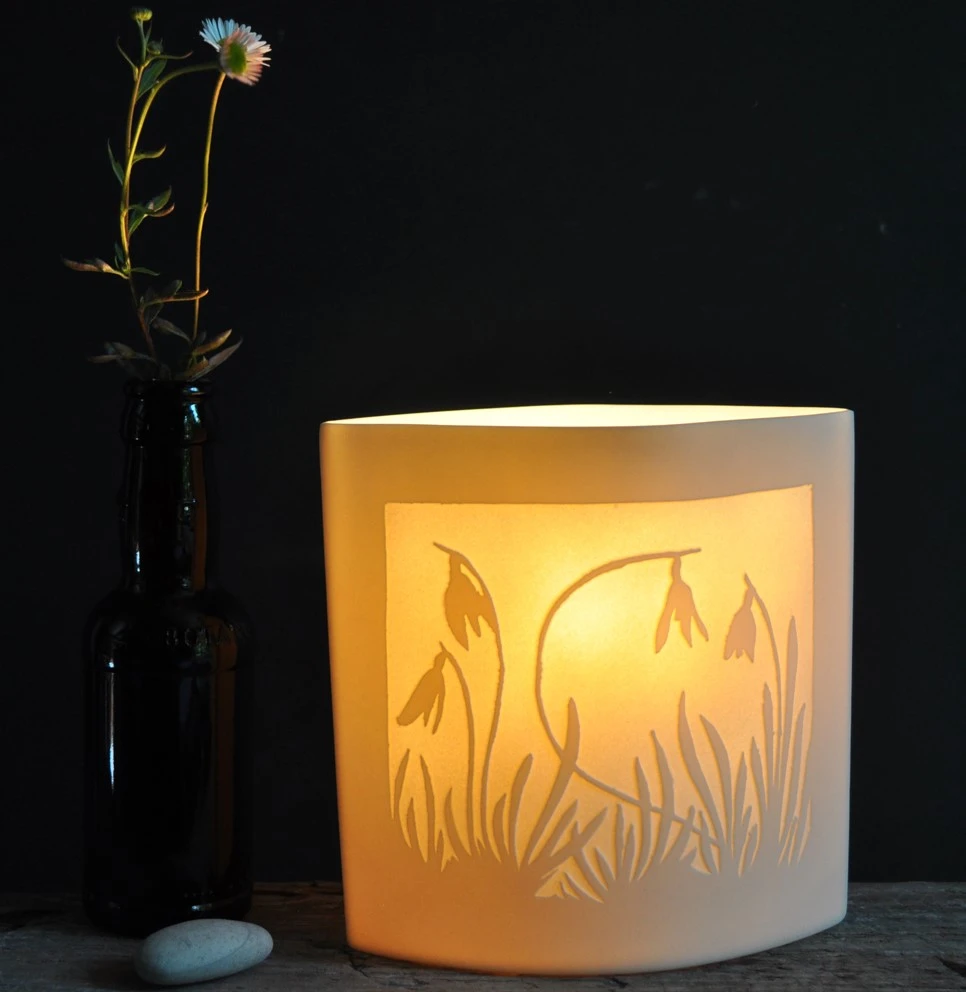 Snowdrops Ellipse Porcelain Lamp 1 Snowdrops Ellipse Porcelain Lamp