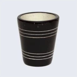 Kenyan Soapstone Hand Carved Plant Pot – Circular Stripes