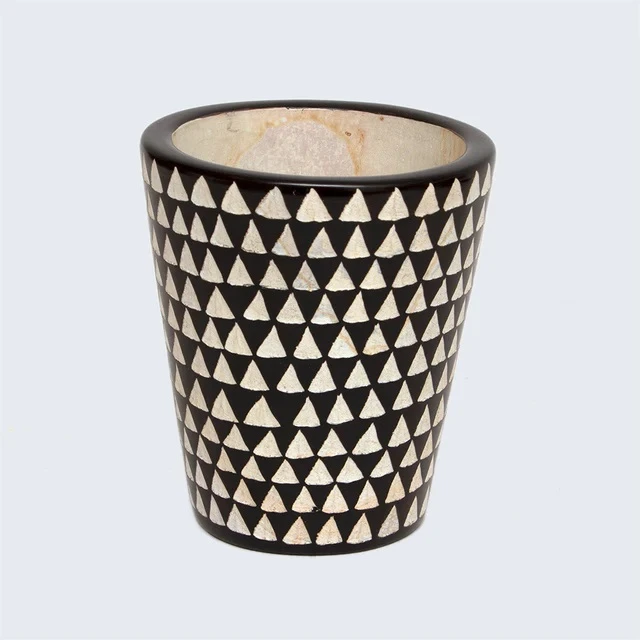 Kenyan Soapstone Hand Carved Plant Pot – Dancing Triangles 1 Kenyan Soapstone Hand Carved Plant Pot – Dancing Triangles