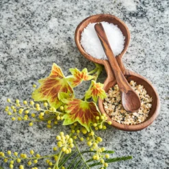 Olive Wood Double Bowl And Spoon Set -Household Decoration Shop Artisans And Adventurers Olive Wood Double Bowl With Spoon Lifestyle