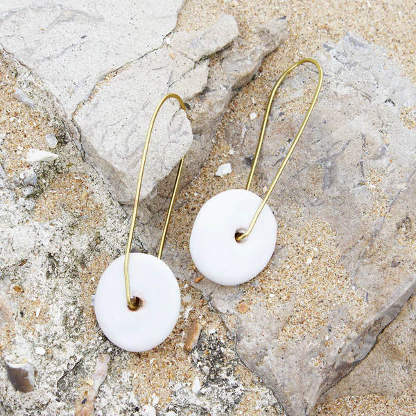White Ceramic Zawadi Earrings 1 White Ceramic Zawadi Earrings