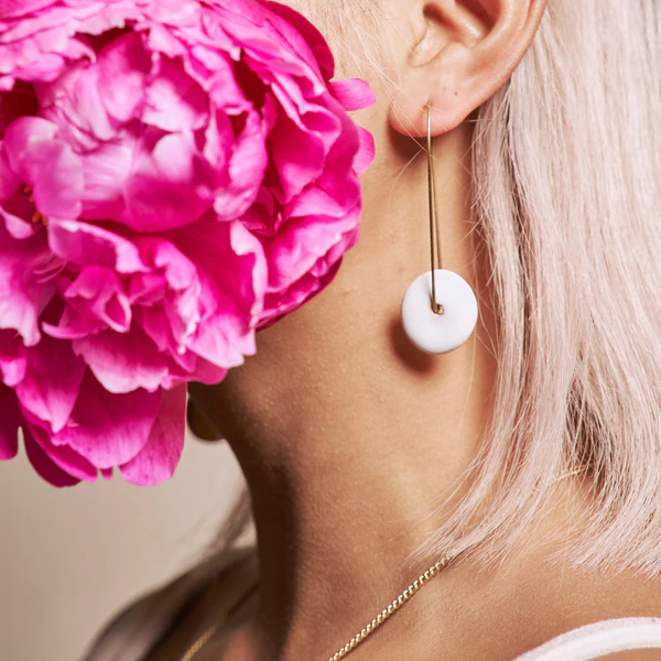 White Ceramic Zawadi Earrings 2 White Ceramic Zawadi Earrings - Image 2