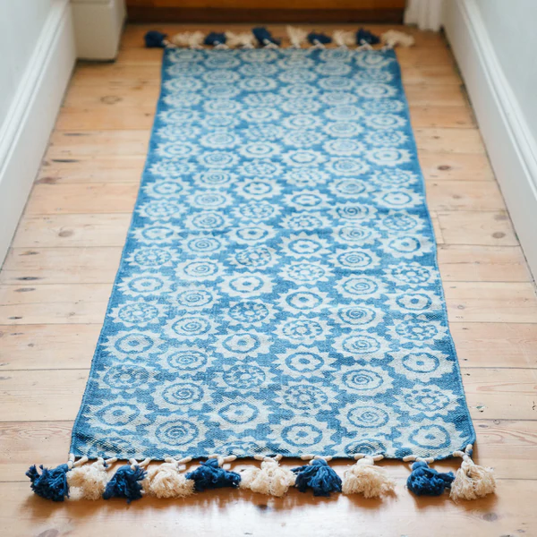 Monkey Puzzle Pattern Indigo Blue Rug 2 Monkey Puzzle Pattern Indigo Blue Rug - Image 2