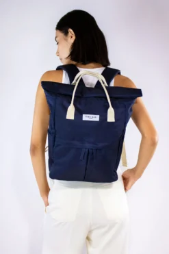 Medium Hackney Sustainable Backpack – Navy -Household Decoration Shop Backpack medium navy lifestyle image Kind Bag Co