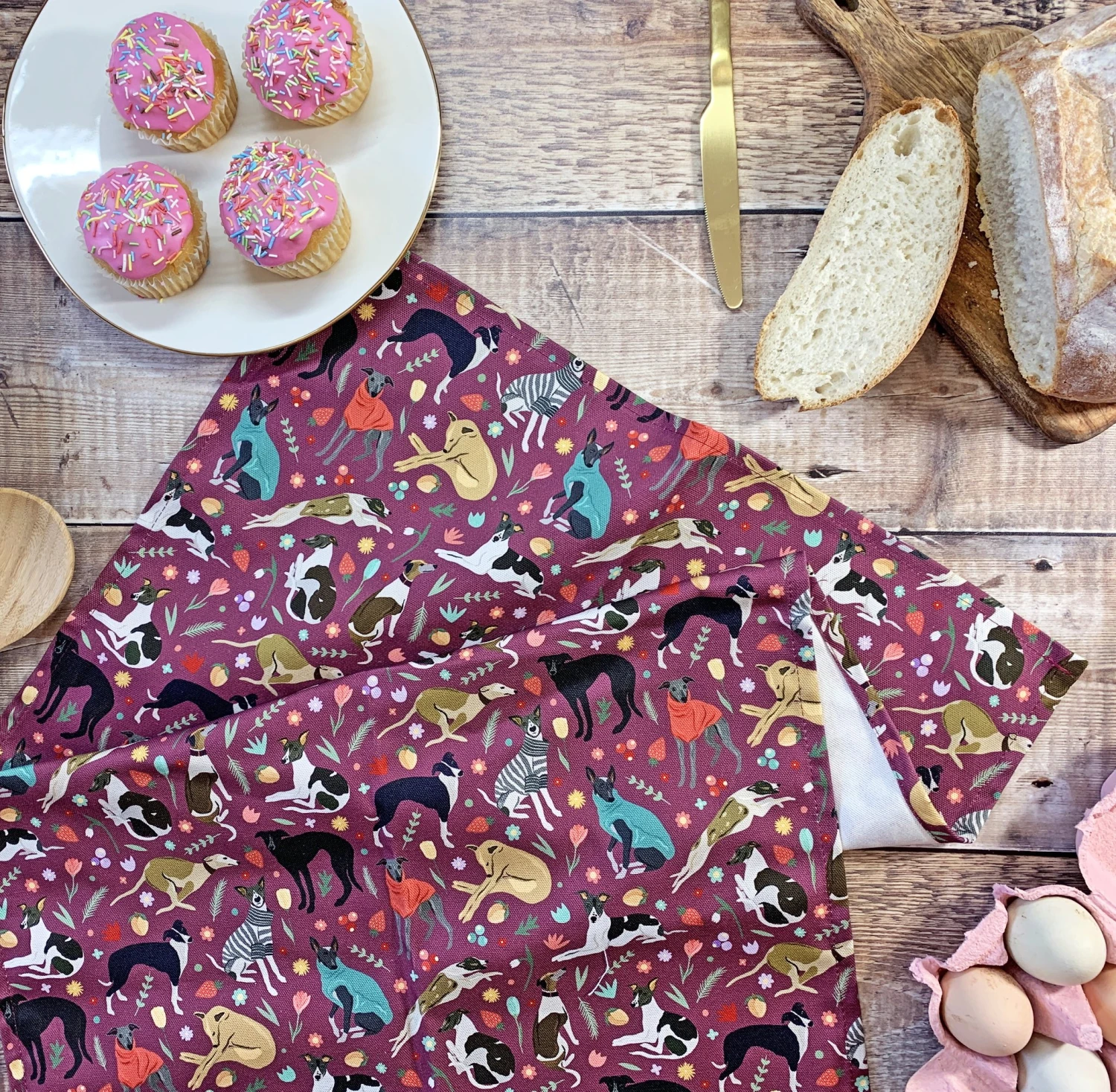 Whippet Print Tea Towel 2 Whippet Print Tea Towel - Image 2