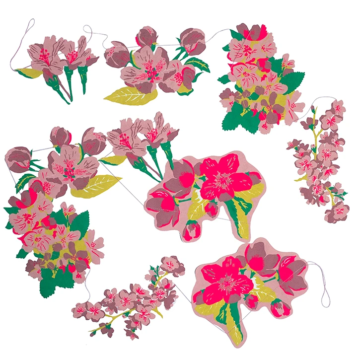 Handprinted Blossom Garland – 3 Metres Long 2 Handprinted Blossom Garland – 3 Metres Long - Image 2