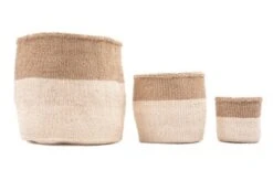 Chama Two Tone Natural And White Woven Storage Basket – Medium 7 Chama Two Tone Natural And White Woven Storage Basket – Medium -Household Decoration Shop CHAMA LINEAR FUSION SET of 3 The Basket Room1