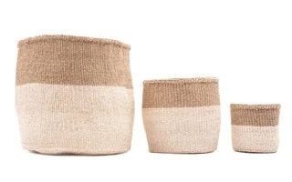 Chama Two Tone Natural And White Woven Storage Basket – Medium 3 Chama Two Tone Natural And White Woven Storage Basket – Medium - Image 3