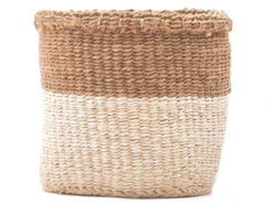 Chama Two Tone Natural And White Woven Storage Basket – Medium 8 Chama Two Tone Natural And White Woven Storage Basket – Medium -Household Decoration Shop CHAMA LINEAR FUSION SET of 3 The Basket Room3