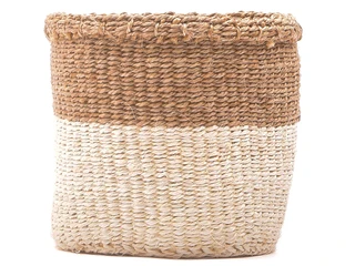 Chama Two Tone Natural And White Woven Storage Basket – Medium 4 Chama Two Tone Natural And White Woven Storage Basket – Medium - Image 4