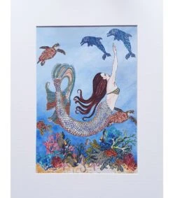 Mermaid Scene Mounted Print