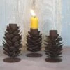 Fir Cone Candle Holder In Antique Rust