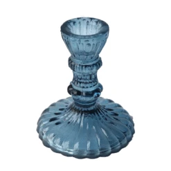 Leela Glass Candlestick Ink Blue
