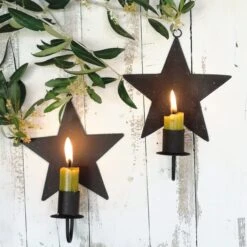 Star Wall Candle Holder In Rust