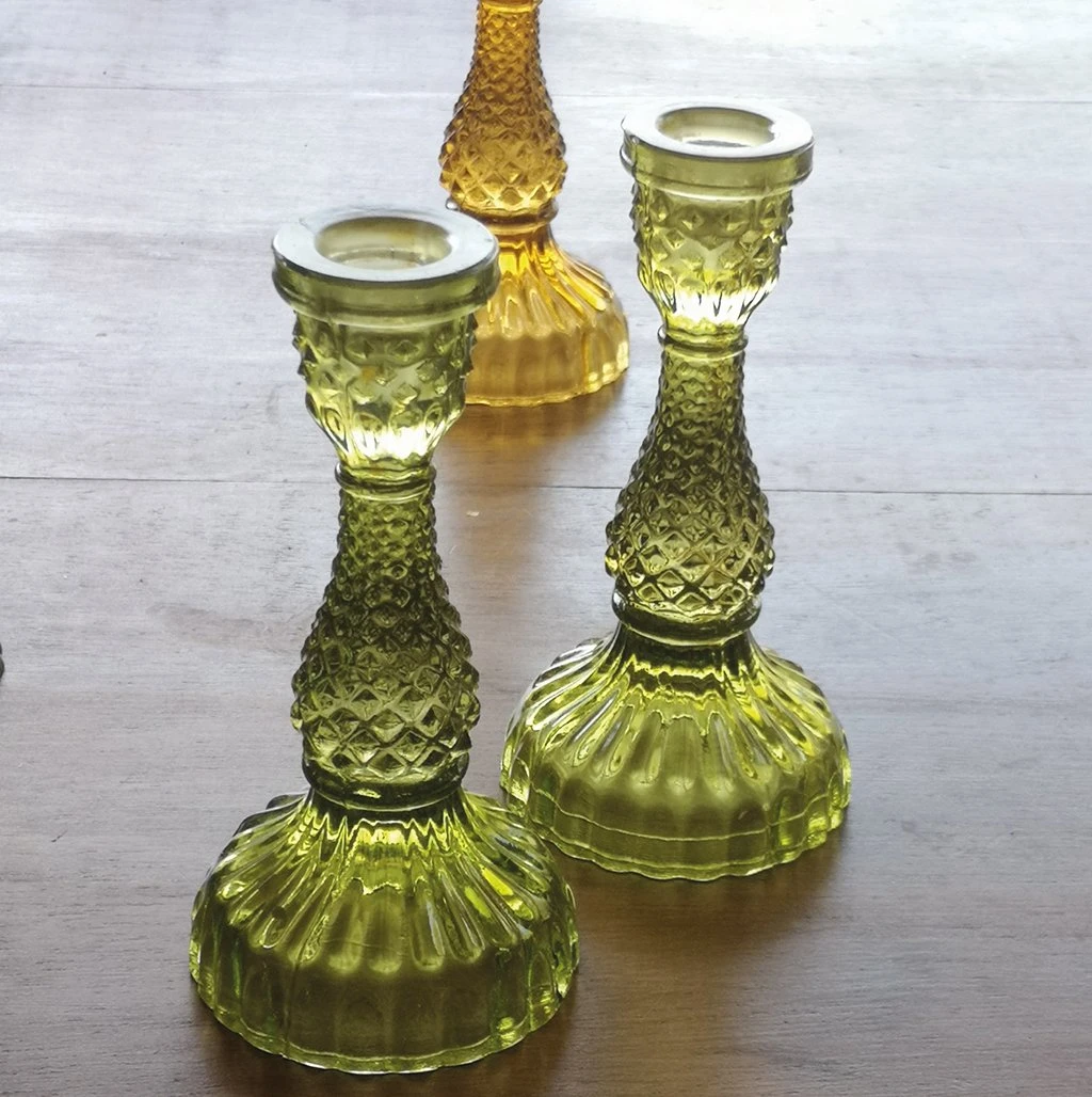Tilda Glass Candlestick Moss Green 2 Tilda Glass Candlestick Moss Green - Image 2
