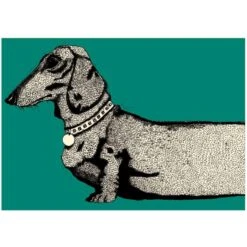 Teal Sausage Dog Head And Tail A3 Art Print Set