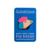 Dog Printed Wooden Pin Badge