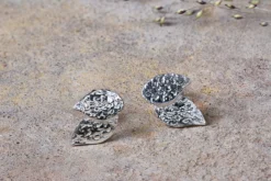 Elina Double Leaf Earrings – Silver