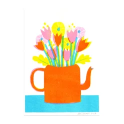 Tea Pot Flowers Riso Print – A4