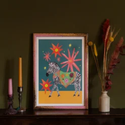 Flower Power Zebra A3 Art Print