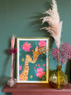 Giraffe Mother And Child A3 Art Print -Household Decoration Shop Giraffe Mother and Child A3 Art print Hutch Cassidy