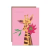 Giraffe With Flower Valentine Card