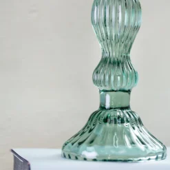 Bella Glass Candlestick Green -Household Decoration Shop Grand Illusions Glass Candlestick Bella Green Close.jpg