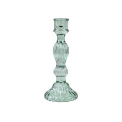 Bella Glass Candlestick Green