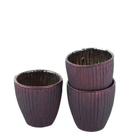 Ribbed Beaker Votive – Matt Red (Small) 1 Ribbed Beaker Votive – Matt Red (Small)