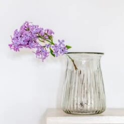 Ribbed Stem Vase In Artisan Glass