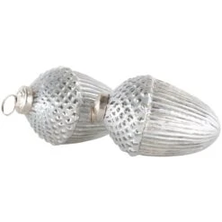 Small Antique Silver Acorn Decorations – Set Of 2