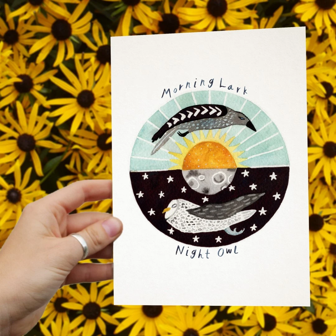 Morning Lark, Night Owl – Day/Night Art Print 2 Morning Lark, Night Owl – Day/Night Art Print - Image 2