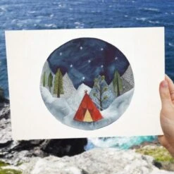 Starry Roundscape A4 Art