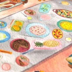 Feast Alfresco Outdoor Dining Art Print A4 5 Feast Alfresco Outdoor Dining Art Print A4 -Household Decoration Shop Hattie Buckwell Feast Alfresco Art Print Close