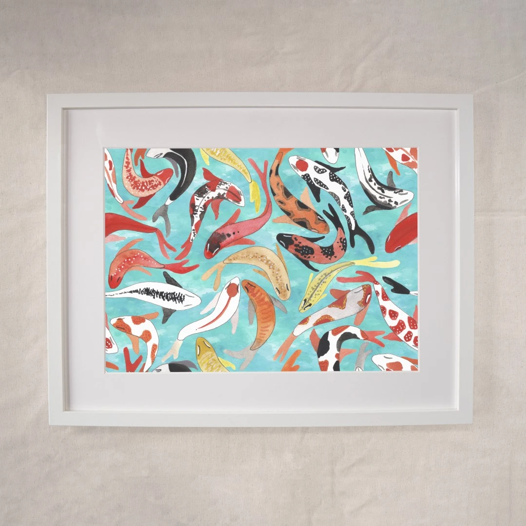 Tropical Koi Carp A4 Art Print 4 Tropical Koi Carp A4 Art Print - Image 4