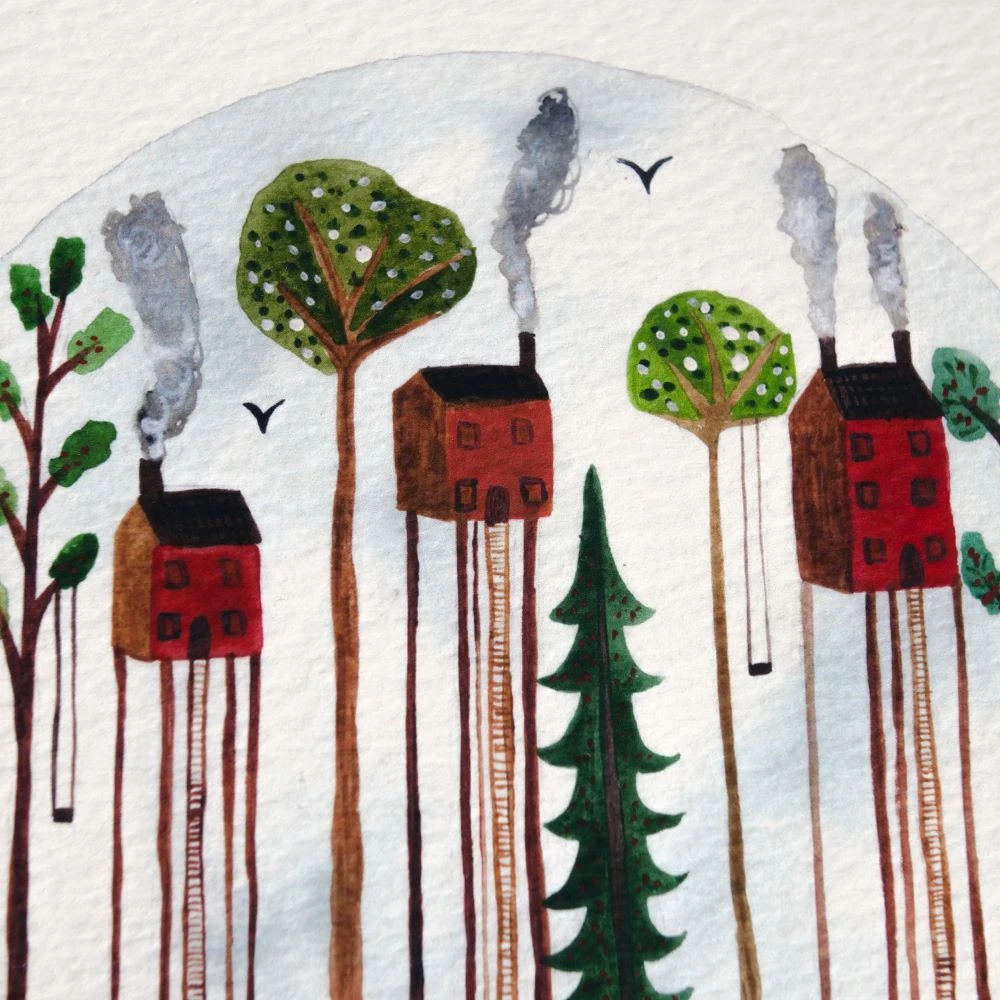 Treetop Roundscape A4 Art Print 2 Treetop Roundscape A4 Art Print - Image 2