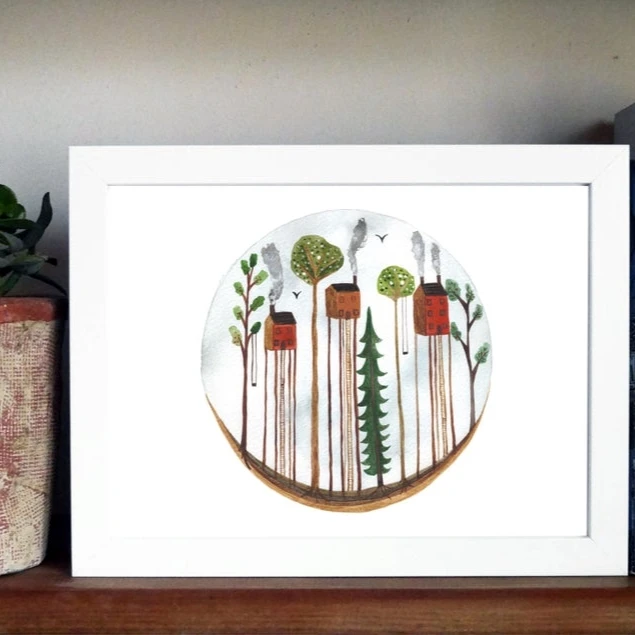 Treetop Roundscape A4 Art Print 3 Treetop Roundscape A4 Art Print - Image 3