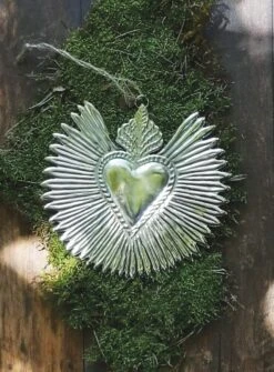 Mexican Heart With Wings Decoration – Silver