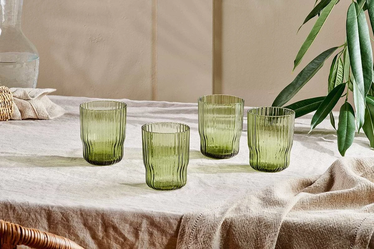 Fali Tumbler Glass Olive – Set Of 4 1 Fali Tumbler Glass Olive – Set Of 4