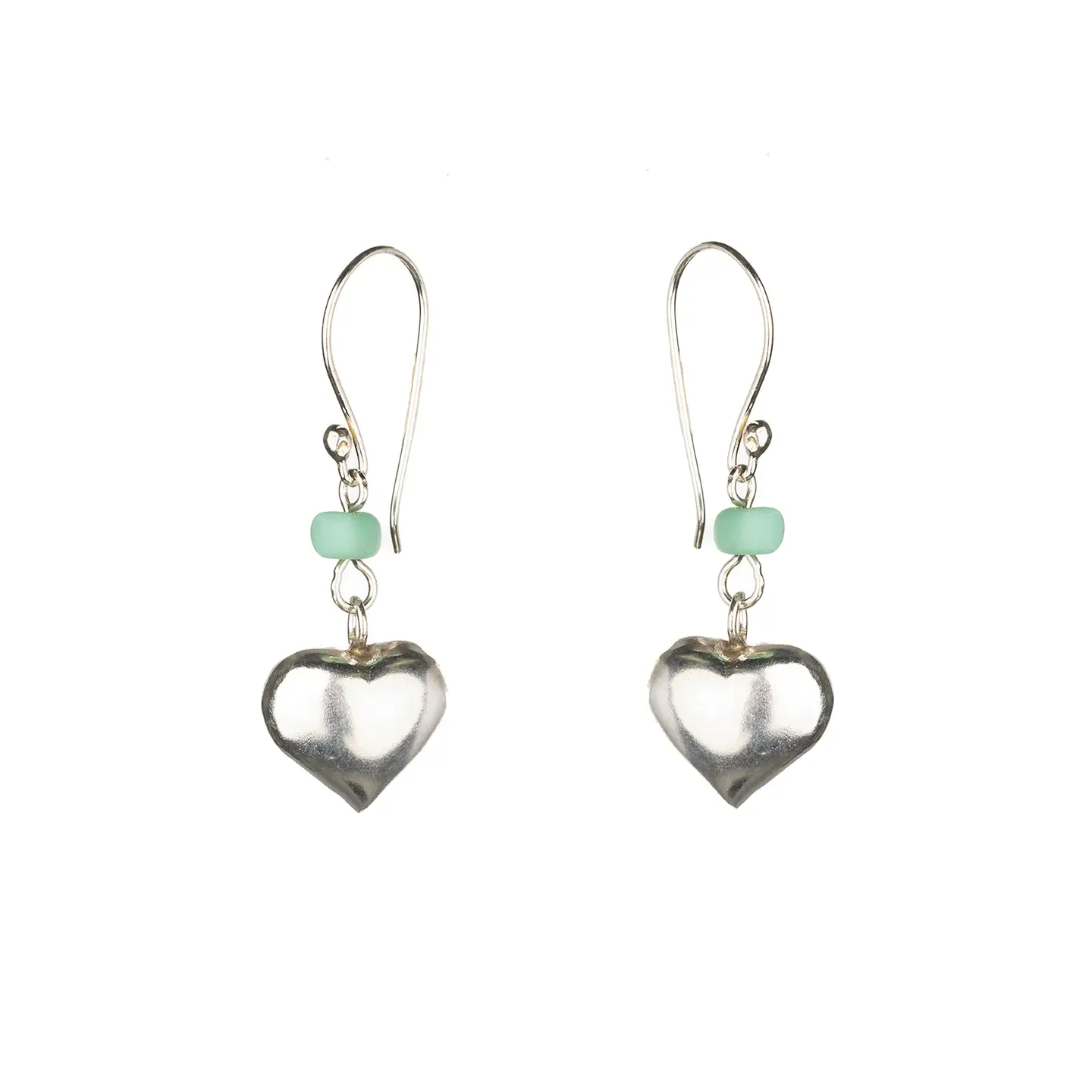 Silver Heart Earrings – Mint 1 Silver Heart Earrings – Mint