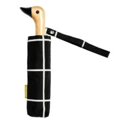 Black Grid Compact Eco-Friendly Duckhead Umbrella