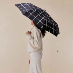 Black Grid Compact Eco-Friendly Duckhead Umbrella -Household Decoration Shop IMG 0585
