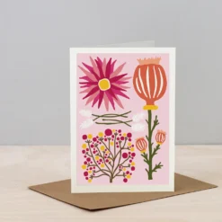 Dried Flowers Greeting Card – Pink