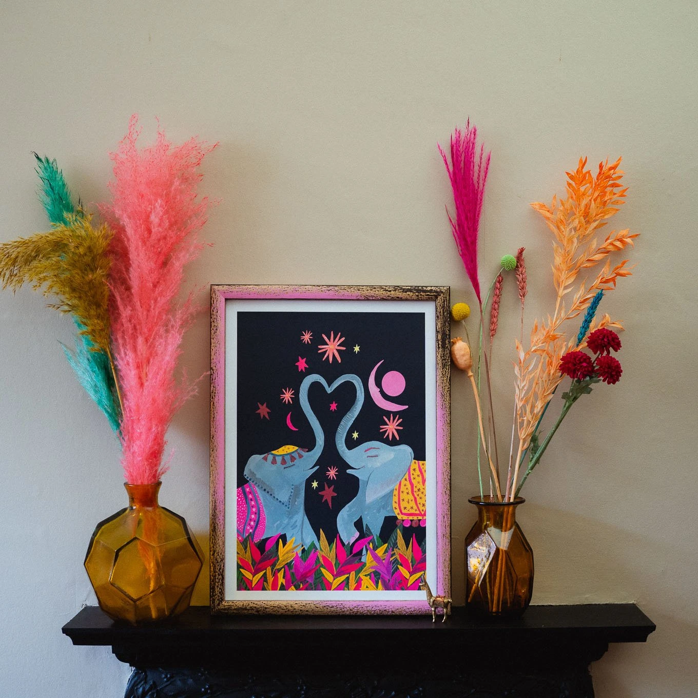 Dancing Elephants Under The Stars – A3 Art Print 3 Dancing Elephants Under The Stars – A3 Art Print - Image 3